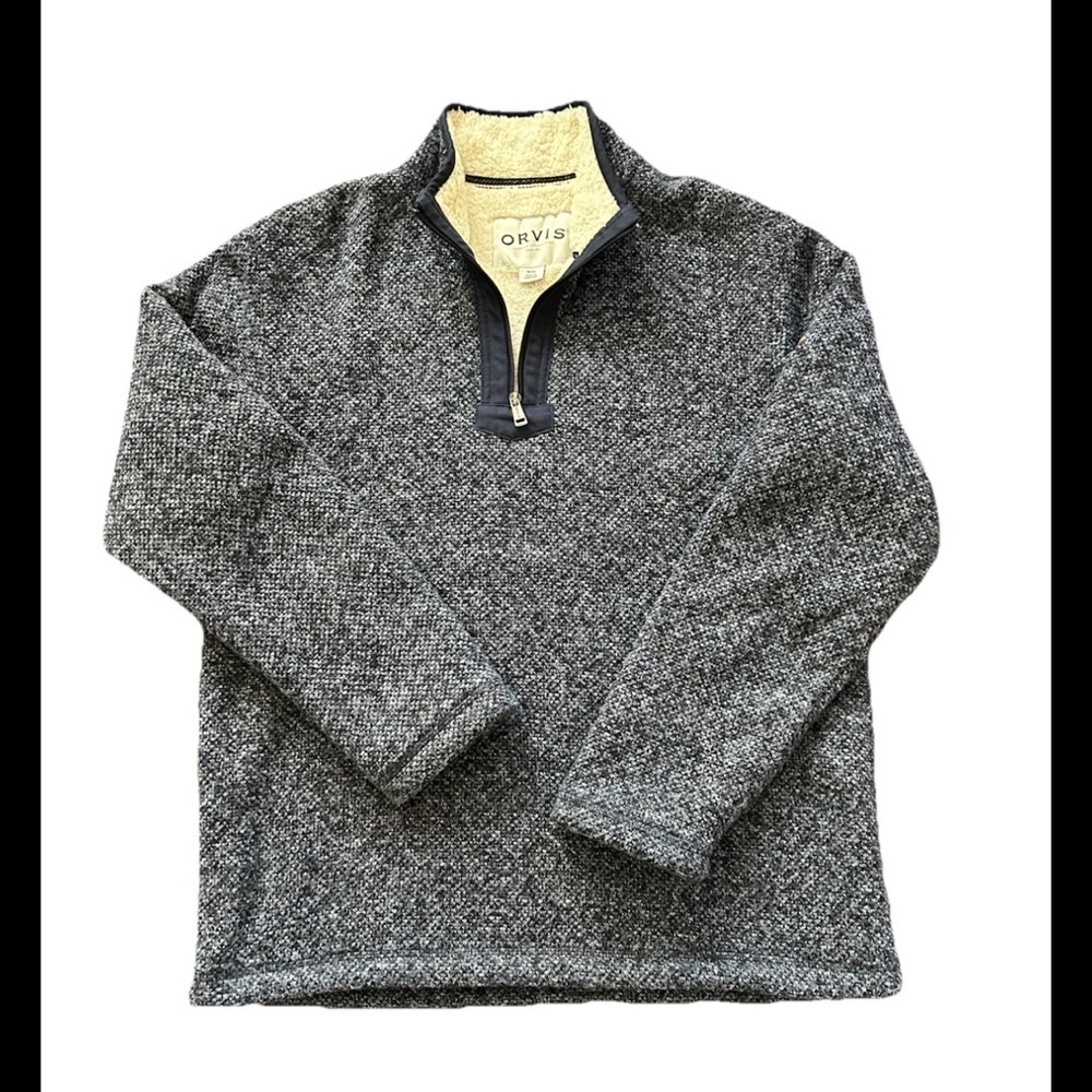 Orvis Brighton Men's Sherpa-lined 1/4 Zip
Pullover Sweater - Size Medium blue